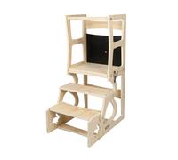 Belfoyer Tour Montessori Transformable - Tour d'Observation Enfant en Placage Multicouche, Devient Bureau avec Tableau Noir, 87x57x39cm, Naturel