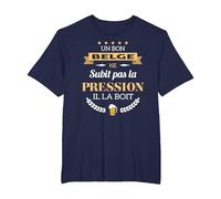 Belge boit la Pression bière Humour fête Belgique T-Shirt, Homme Grandes Tailles, Bleu Marine, 6X Tall