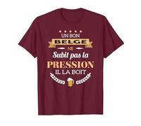 Belge boit la Pression bière Humour fête Belgique T-Shirt, Homme, Marron, S