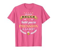 Belge boit la Pression bière Humour fête Belgique T-Shirt, Homme, Rose Chiné, S
