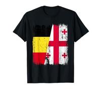 Belge Géorgie Demi Drapeau Belge Géorgienne Racines T-Shirt