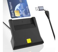 Belgian USB C/A ID Card Reader, No Driver Required, SIM Card Reader, Smart Card Reader and External USB Digital Signature Writer, Smart Card Access, Compatible with Windows/Vista