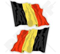 BELGIQUE BELGE Agitant le Drapeau, 120mm Vinyle Autocollants, x2 Stickers