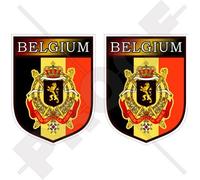 Belgique Belge Écusson, 75mm Vinyle Autocollants, x2 Stickers