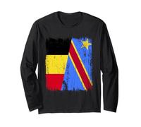 Belgique Congo Demi Drapeau Belge Fierté Congolaise Jersey Manche Longue