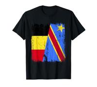 Belgique Congo Demi Drapeau Belge Fierté Congolaise Jersey T-Shirt
