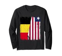 Belgique Liberia Demi Drapeau Belge Libérien Jersey Manche Longue
