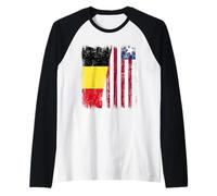 Belgique Liberia Demi Drapeau Belge Libérien Jersey Manche Raglan