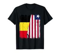 Belgique Liberia Demi Drapeau Belge Libérien Jersey T-Shirt