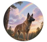 Belgique Malinois 1000 Pièces Casse-tête Animal de Compagnie Chien Puzzle Circulaire pour Adultes Et Enfants Classiques Jeux De Défi Uniques Qualité Supérieure 1000pcs (67.5x67.5cm)
