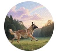Belgique Malinois 1000 Pièces Puzzle Animal de Compagnie Chien Puzzles Circulaires pour Adultes Et Enfants Classiques Jeux De Défi Uniques Qualité Supérieure 1000pcs (67.5x67.5cm)