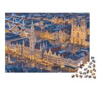 Belgium Old Town Puzzle 1000 Piècess Recy othic City Hall Puzzles pour Garçons et Filles Parent-Enfant Game Props Développement Boy & Girl‘s Intelligence Éducatif 52x38cm/1000 pièces