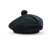 BELGLY Chapeau écossais Tam o' Shanter en acrylique Tammy Jimmy Bonnet plat dans de nombreux tartans, montre noire, Taille unique