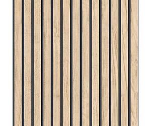 Belgravia 1158 Panacea Papier peint à lattes en bois Chêne clair Beige/noir