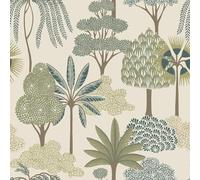 Belgravia Decor Akiko 2331 Papier peint sur le thème des arbres et du feuillage exotique pour décoration murale, chambre, salon, couloir, salon Vert