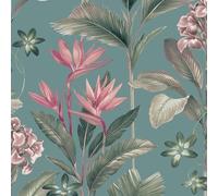 Belgravia Oliana Papier Peint Floral Doux Sarcelle 8486
