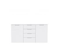 Belhome Bahut Buffet Blanc laqué 2 Portes, 4 tiroirs - Sienna