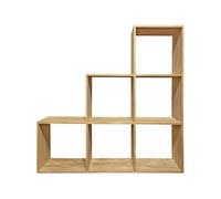 Belhome Etagère escalier 6 Cases carrée de Rangement Bois de Teck Massif - Roma
