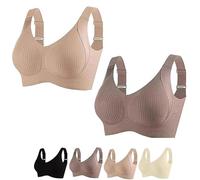 Beliable Bra, Soutien-gorge côtelé réglable sans fil, confortable, respirant, fin, sans couture, push-up pour tous les jours, 2 pièces - A, L