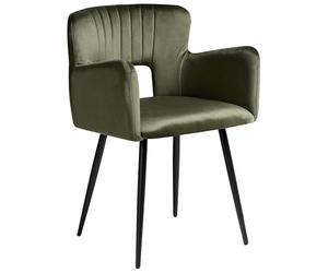 Beliani 2 Chaises de Salle à Manger Rétro Pieds en Acier et Velours Vert Olive Sanilac