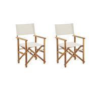 Beliani 2 Fauteuils Metteur en Scène Tissu Polyester Bois Clair et Blanc Cassé