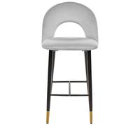 Beliani 2 Tabourets Chaises Hautes de Bar en Velours Gris Pieds Noirs et Dorés Design et Confort pour Cuisine ou Salon Rétro et Glamour