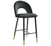 Beliani 2 Tabourets Chaises Hautes de Bar en Velours Noir Pieds Noirs et Dorés Design et Confort pour Cuisine ou Salon Rétro et Glamour