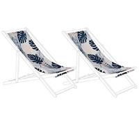 Beliani 2 Toiles de Transat 113 x 44 cm en Polyester Bleu et Blanc Anzio/Avellino