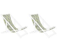 Beliani 2 Toiles de Transat 113 x 44 cm en Polyester Gris et Vert Anzio/Avellino