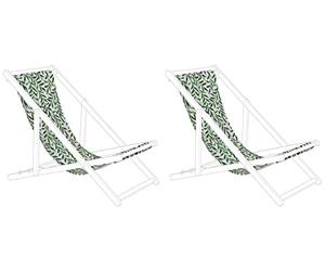 Beliani 2 Toiles de Transat 113 x 44 cm en Polyester Vert Anzio/Avellino