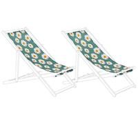 Beliani 2 Toiles de Transat 113 x 44 cm en Polyester Vert et Blanc Anzio/Avellino