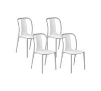 Beliani - 4 Chaises de Jardin - Spezia - en Plastique, Blanc et Gris Clair