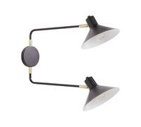 Beliani Applique Murale en Métal Noir à 2 Abat-Jours Réglables Style Moderne Kadassa