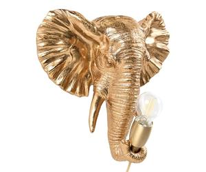 Beliani Applique Murale en Polyrésine en Forme d'Éléphant Thème Animalier Accessoire Salon Chambre Dorée Elephanti