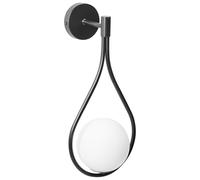 Beliani Applique Murale Moderne Elegante Abat-jour Rond en Verre Base Métallique Forme de Goutte Noir Lizonne
