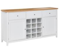 Beliani Armoire à Vin à 2 Portes Moderne en MDF avec Etagères et Tiroirs Casier Meuble de Couloir Salon Blanche Lucaston