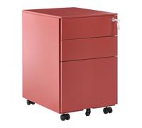Beliani - Armoire - Cami - sur Roulette en Métal Rouge avec 3 Tiroirs et clef
