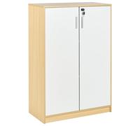 Beliani Armoire de Bureau à 2 Portes 117 cm Panneaux Particules de Bois Marron Clair et Blanc Zehna