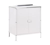 Beliani Armoire de Cuisine d'Extérieur en Acier 2 Portes avec Dessus en Acier Inoxydable Blanc Vilama