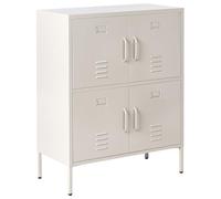 Beliani Armoire de Rangement Buffet Métallique à 4 Portes pour Bureau à Domicile Beige Clair Holbeck