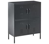 Beliani Armoire de Rangement Buffet Métallique à 4 Portes pour Bureau à Domicile Noir Holbeck