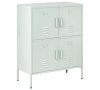 Beliani Armoire de Rangement Buffet Métallique à 4 Portes pour Bureau à Domicile Vert Menthe Holbeck