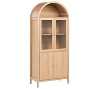 Beliani Armoire de Rangement en MDF avec Étagères et Vitrine en Verre Marron Clair Montreal