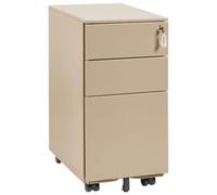 Beliani Armoire de Rangement Moderne en Métal à roulettes pour Bureau 3 Tiroirs Serrure eige Bolsena