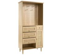 Beliani Armoire de Rangement Panneau de Particules avec Étagères Tiroir et Crochets Pieds en Bois de Pin Meuble d'Entrée Marron Clair Forster