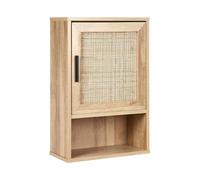 Beliani Armoire de Toilette Boho 40 x 60 cm Façade Tressée Meuble de Rangement Salle de Bain Bois Clair Rosell