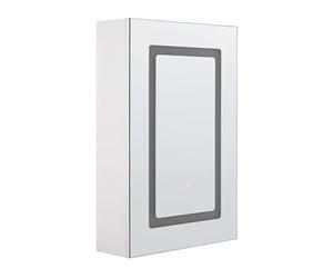 Beliani Armoire de Toilette Murale avec Miroir Lumineux LED 40 x 60 cm Rangement Suspendu Fonctionnel et Pratique pour Salle de Bain de Style Moderne