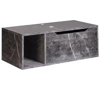Beliani Armoire de Toilette Suspendue Murale en MDP Marbre 80 x 40 cm Façade Cannelée 2 Étagères Noir Cascavel