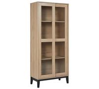 Armoire Décorative à Étagères avec Portes à Vitrine en Verre Bois Clair Rumson