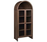 Beliani Armoire Décorative avec Étagères et Vitrine Verre Panneau de Particules Marron Foncé Glenwood